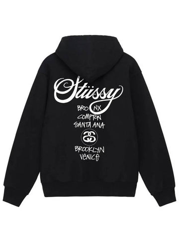 World Tour Hooded Zip Up 2023 2024 Black Men - STUSSY - BALAAN 1