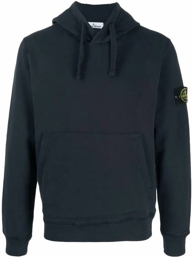 Wappen Patch Brushed Cotton Fleece Hoodie Navy - STONE ISLAND - BALAAN 2