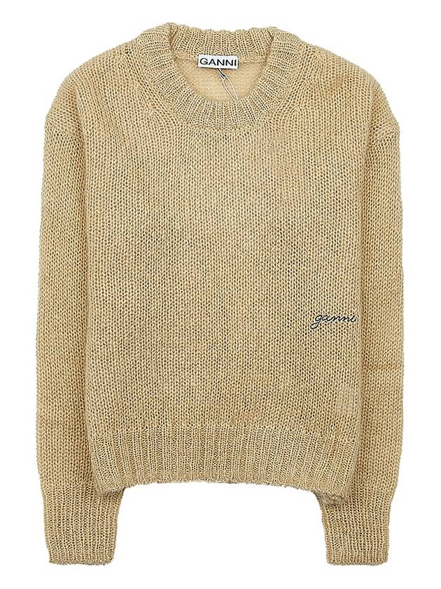 Logo Mohair Knit Top Beige - GANNI - BALAAN 10