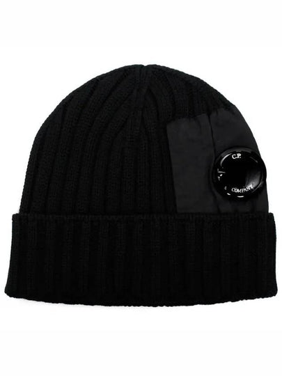 Lens Wappen Ribbed Wool Beanie Black - CP COMPANY - BALAAN 2