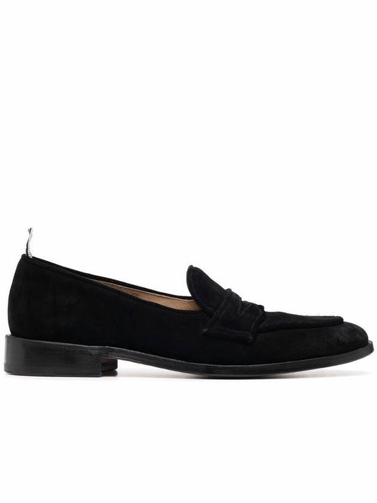 Men's Varsity Suede Loafers Black - THOM BROWNE - BALAAN.