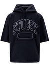 Boxy Cropped Hoodie Black - STUSSY - BALAAN 1