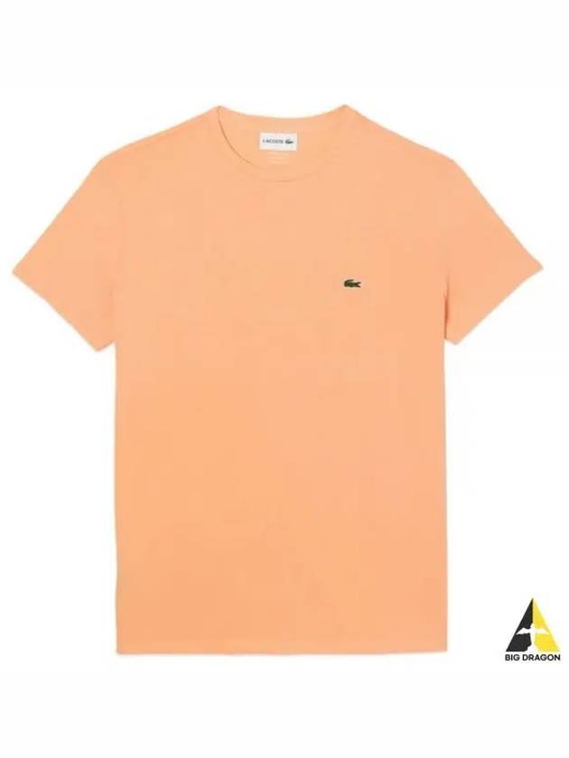 Crew Neck Pima Cotton Jersey Short Sleeve T-Shirt Light Orange - LACOSTE - BALAAN 2