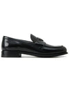 Men's Triangle Logo Leather Loafers Black - PRADA - BALAAN 3