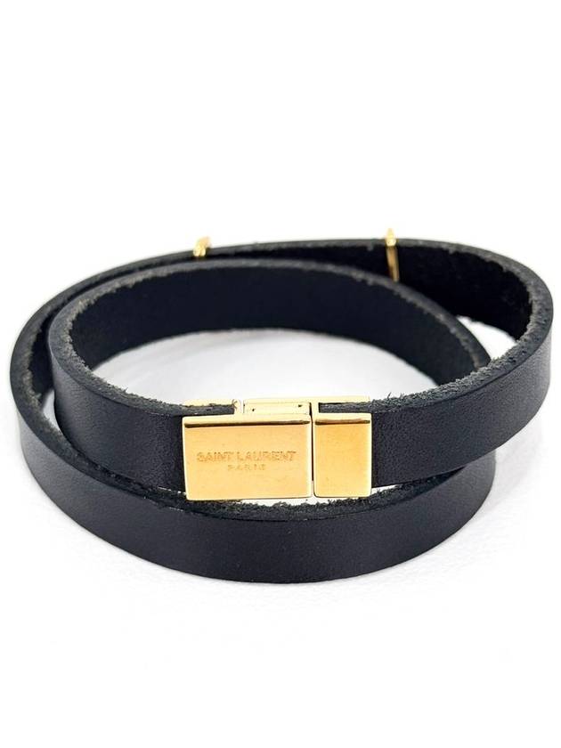 M Men s Opium Double Wrap Gold Leather Bracelet - SAINT LAURENT - BALAAN 6