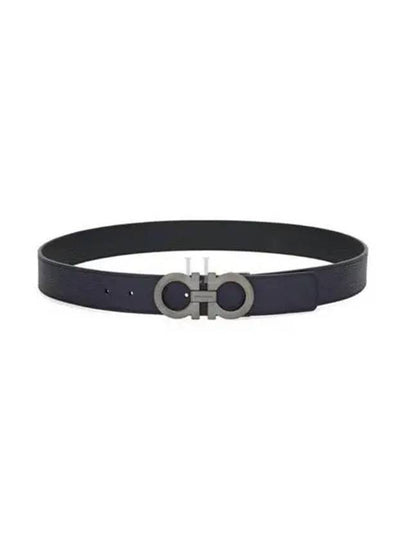 Gancini Reversible Adjustable Leather Belt Midnight Blue - SALVATORE FERRAGAMO - BALAAN 2