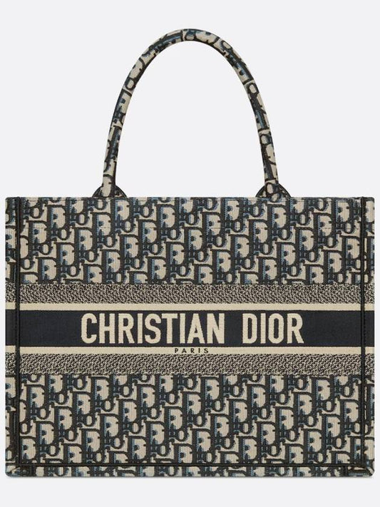 Oblique Medium Book Tote Bag Beige Navy - DIOR - BALAAN 2