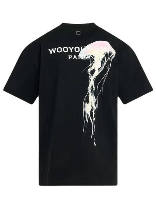 Luminous Jellyfish Back Logo Short Sleeve T-Shirt Black - WOOYOUNGMI - BALAAN 2