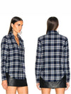 Women's Classic Western Check Shirt Blue - SAINT LAURENT - BALAAN 2