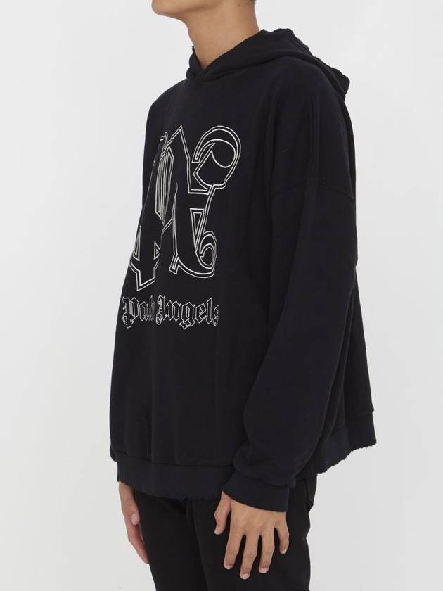 Monogram Popover Hoodie Black PMBB126E23FLE0011003 - PALM ANGELS - BALAAN 3