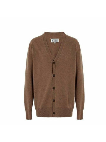 Signature Stitch V-Neck Wool Cardigan Camel - MAISON MARGIELA - BALAAN 1