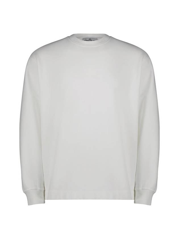 Crew Neck  Brushed Cotton Fleece Sweatshirt White - STONE ISLAND - BALAAN 2