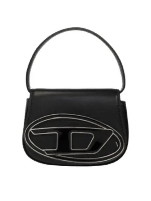 1DR Round Logo Leather Mini Shoulder Bag Black - DIESEL - BALAAN 2