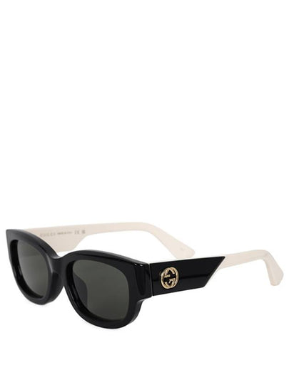 Shiny Side Logo Sunglasses Black Grey - GUCCI - BALAAN 2