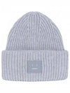 Face Patch Ribbed Wool Beanie Grey - ACNE STUDIOS - BALAAN 2