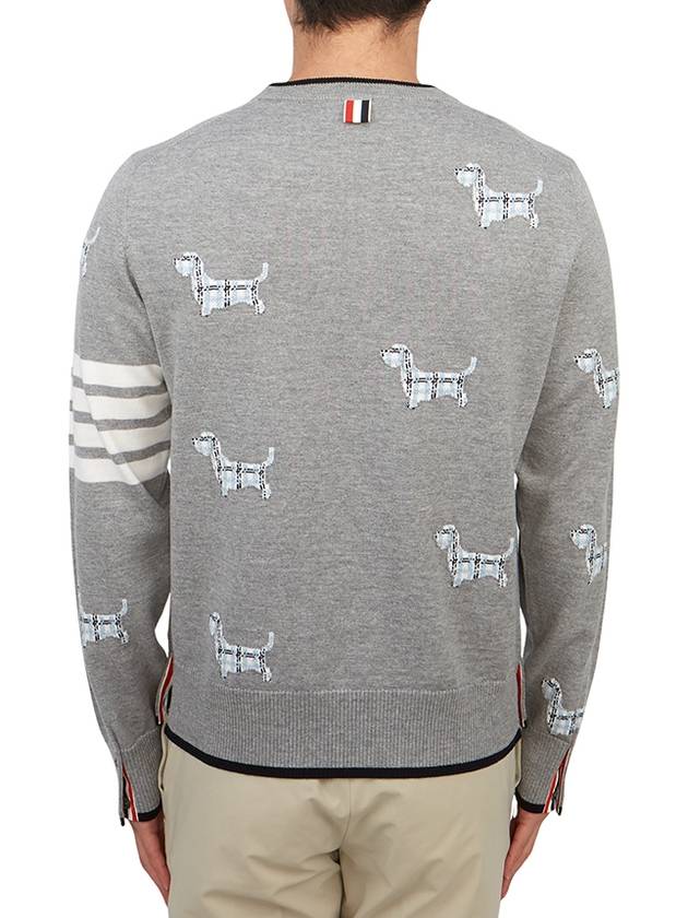 Hector Intarsia Crew Neck Knit Top Grey - THOM BROWNE - BALAAN 4