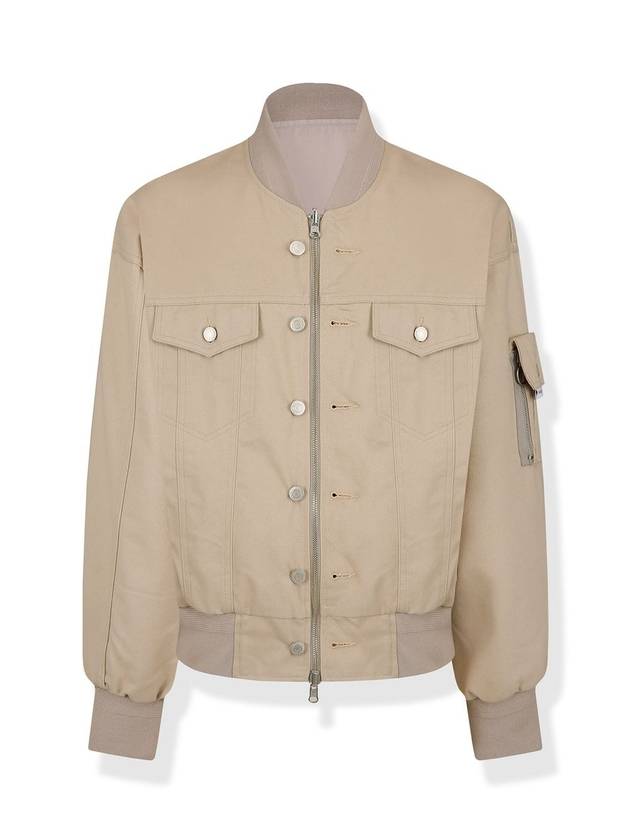 Unisex Reversible Denim Ma 1 Bomber Jacket Light Beige - NUAKLE - BALAAN 2