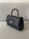 Coco Handle Small Caviar Black Burgundy Gold A92990 - CHANEL - BALAAN 4