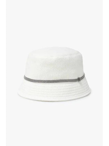 Women s Monili Trim Herringbone Bucket Hat White - BRUNELLO CUCINELLI - BALAAN 1