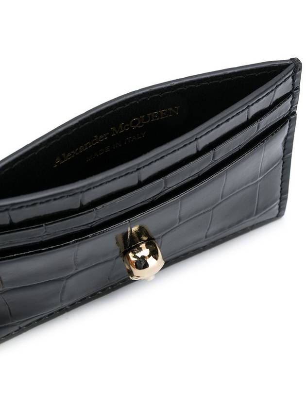 Skull Crocodile Leather Card Wallet Black - ALEXANDER MCQUEEN - BALAAN 4