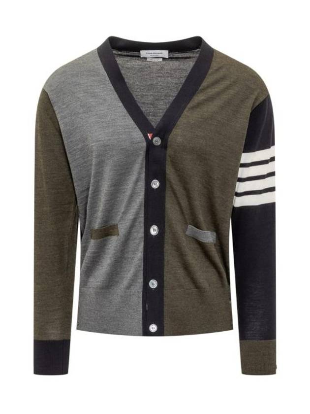 Men's Sustainable Classic Diagonal Wool Cardigan Med Grey - THOM BROWNE - BALAAN 2