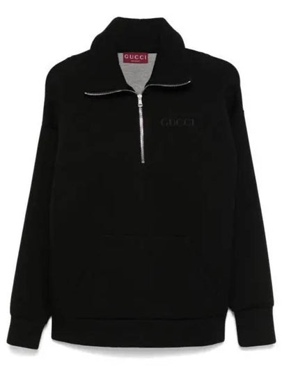 Viscose Jersey Zip Sweatshirt Black - GUCCI - BALAAN 2