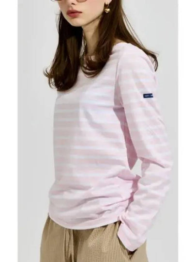 Minquiers Modern Stripe Long Sleeve T-Shirt Rose Doux Neige - SAINT JAMES - BALAAN 2