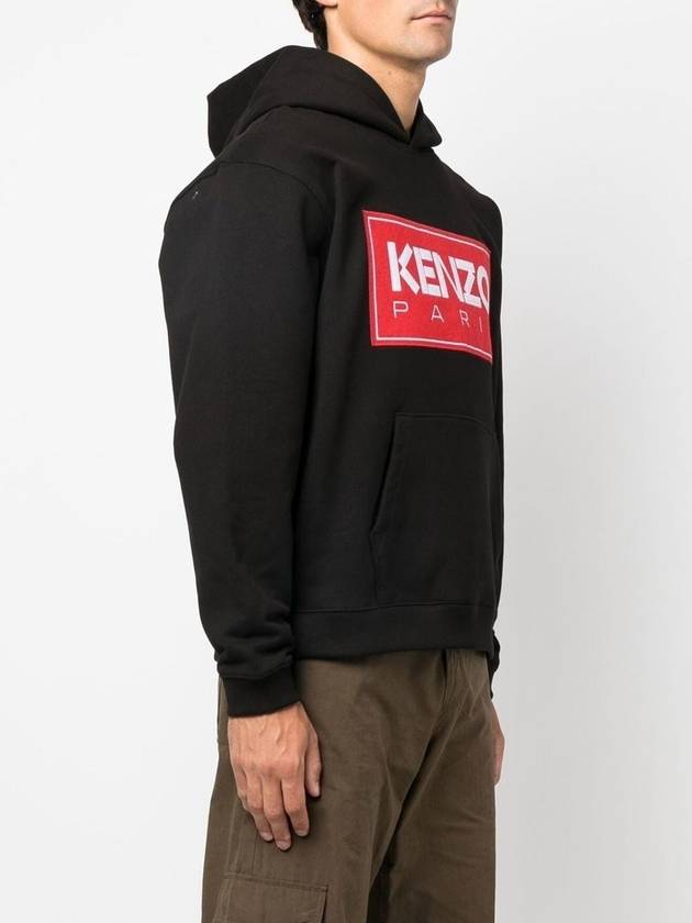 Paris Logo Patch Cotton Hoodie Black - KENZO - BALAAN 7