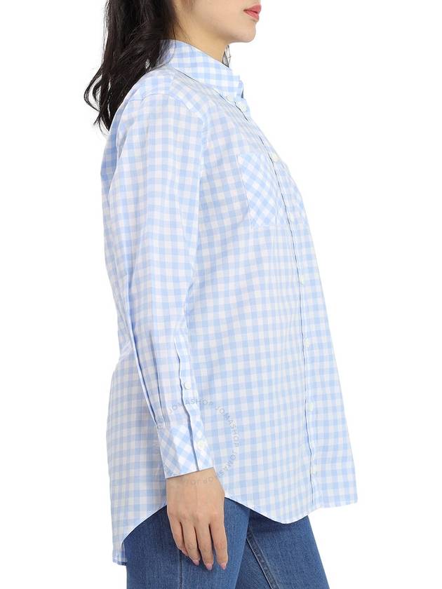 Women's Patterned Gingham Cotton Poplin Shirt Blue - BURBERRY - BALAAN 4