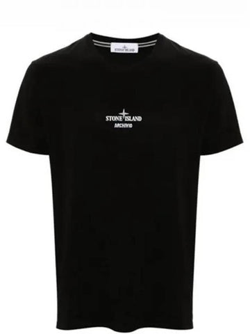 Archivio logo printing short sleeve t shirt black men s 270819 - STONE ISLAND - BALAAN 1