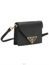 Black Saffiano Leather Gold Triangle Logo Card Wallet Cross Bag Built in Chip - PRADA - BALAAN 4