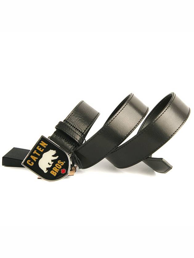 Men's Caten Bros Leather Belt Black - DSQUARED2 - BALAAN 4