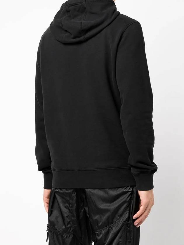 Micro Logo Print Hoodie Black - STONE ISLAND - BALAAN 5