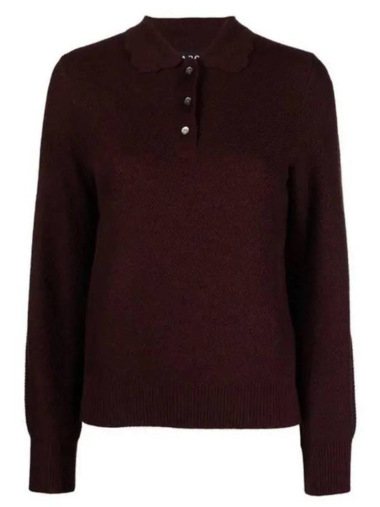 Women's Olivia Long Sleeve Polo Shirt Dark Burgundy - A.P.C. - BALAAN 2