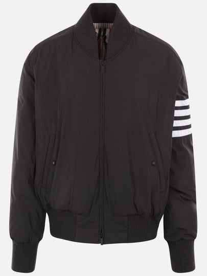 Poly Twill 4-Bar Oversized Knit Down Bomber Jacket Charcoal - THOM BROWNE - BALAAN 2