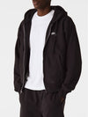 Stock Logo Hooded Zip Up Washed Black - STUSSY - BALAAN 5