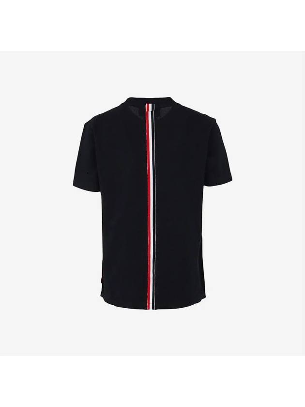 Center Back Stripe Classic Cotton Pique Relaxed Fit Short Sleeve T-Shirt Navy - THOM BROWNE - BALAAN 3