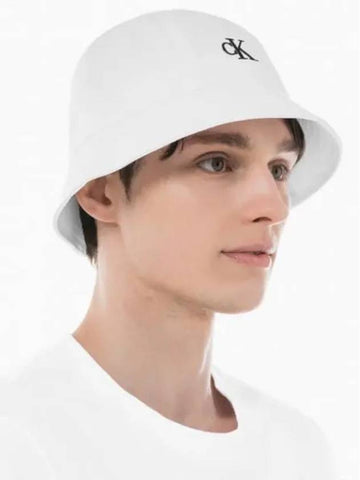 JEANS White CK Embroidery Logo Bucket Hat HX0260 391 - CALVIN KLEIN - BALAAN 1