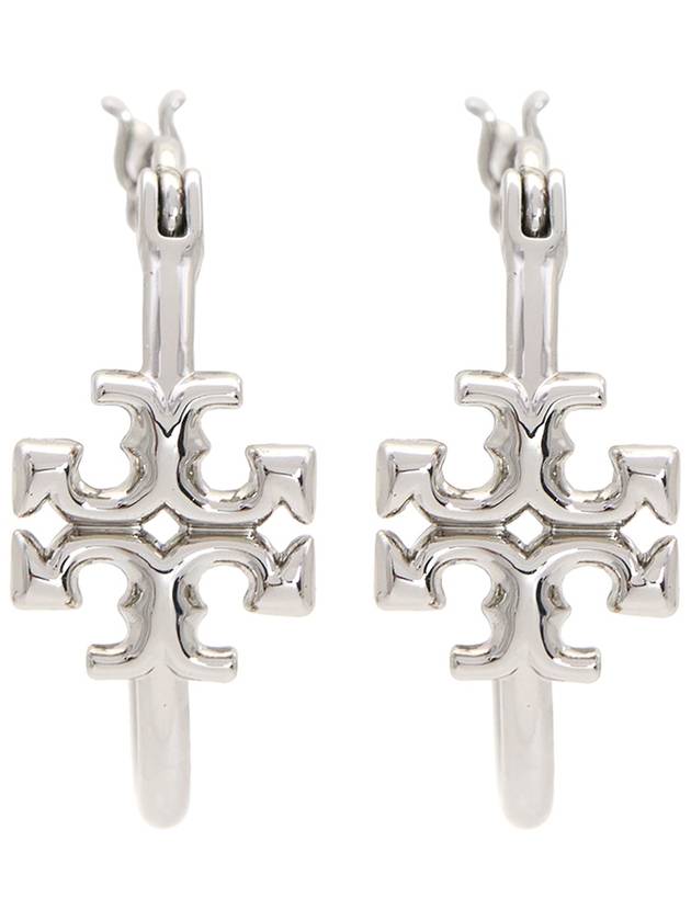 Eleanor Small Hoop Earrings Silver - TORY BURCH - BALAAN 3