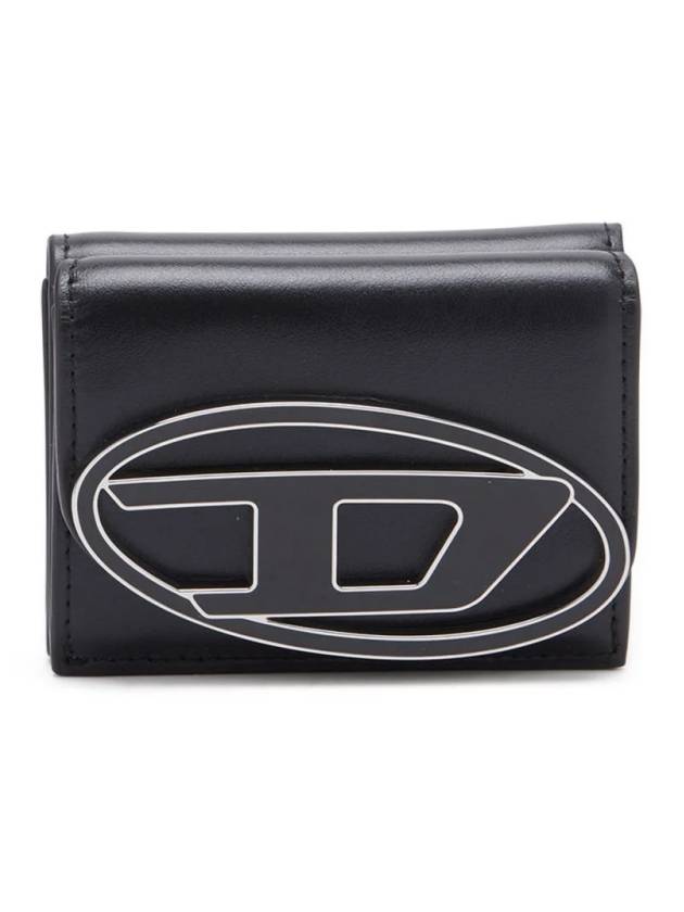 1DR Tri Fold Leather Wallet Black - DIESEL - BALAAN 2