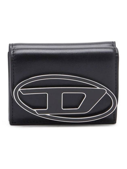 1DR Tri Fold Leather Wallet Black - DIESEL - BALAAN 2