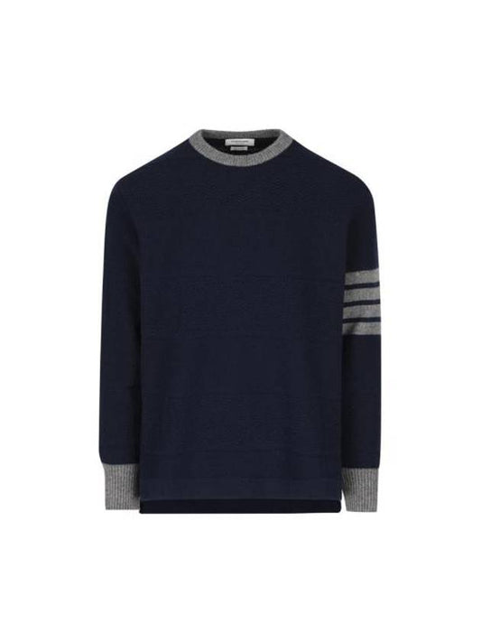 4 Bar Stripe Crewneck Knit Top Navy - THOM BROWNE - BALAAN 1