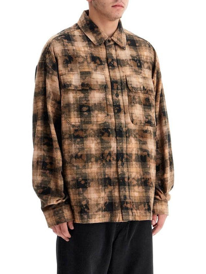 'flannel shirt with curved logo - PALM ANGELS - BALAAN 2