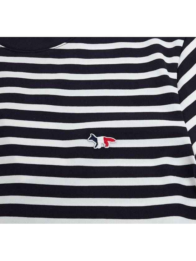 Fox Logo Stripe Long Sleeve T-Shirt Navy - MAISON KITSUNE - BALAAN 4