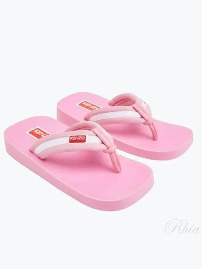 Logo Patch Striped Flip Flops Pink - KENZO - BALAAN 2