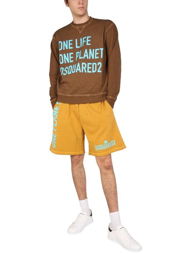 One Life Logo Print Sweatshirt Brown - DSQUARED2 - BALAAN 3