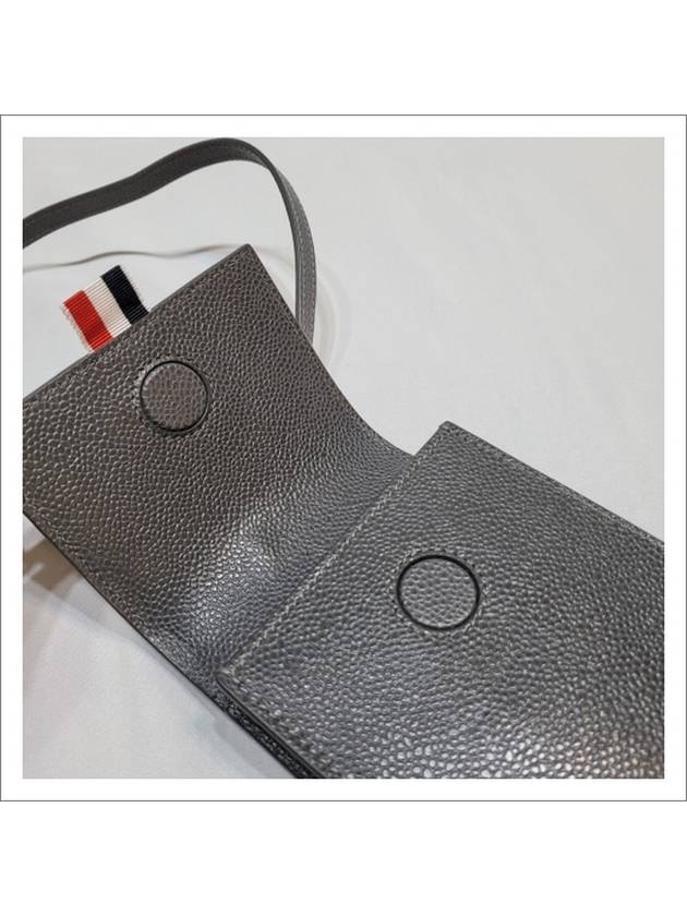 Three Stripes Strap Leather Phone Case Grey - THOM BROWNE - BALAAN 7