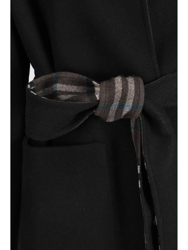 Check Reversible Tunbridge Wrap Wool Single Coat Black - BURBERRY - BALAAN 4