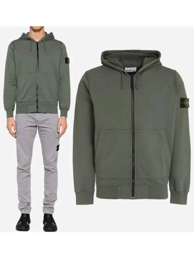 Logo Patch Cotton Fleece Hoodie Green - STONE ISLAND - BALAAN 2