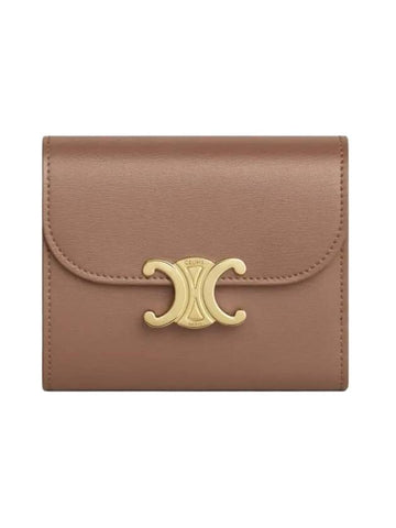 Shiny Triomphe Small Calfskin Half Wallet  Bronze - CELINE - BALAAN 1